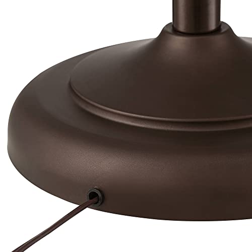 Franklin Iron Works Ferris Industrial Rustic 57" Tall Downbridge Pharmacy Floor Lamp Bronze Faux Wood Grain Metal Adjustable Dome Shade for Living Room Reading Family Bedroom Office House Home