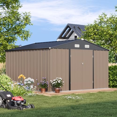 Patiowell 3 x 3 FT Outdoor Storage Shed,Small Garden Tool Storage Shed with Sloping Roof and Single Lockable Door, Outdoor Shed for Backyard Garden Patio Lawn, Grey