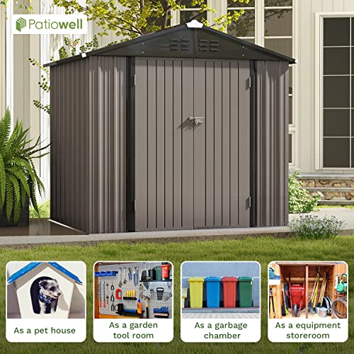Patiowell 3 x 3 FT Outdoor Storage Shed,Small Garden Tool Storage Shed with Sloping Roof and Single Lockable Door, Outdoor Shed for Backyard Garden Patio Lawn, Grey