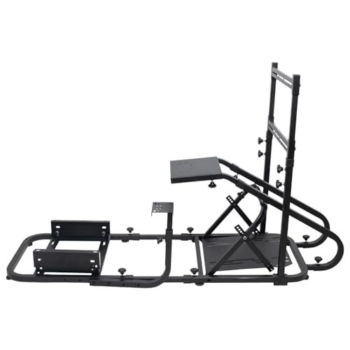 Racing Simulator Cockpit with Monitor Mount and Strong Fiberglass and PVC Leather Bucket Seat, Racing Wheel Stand Compatible with Fanatec, Thrustmaster, Logitech, Moza Racing Games on PS5, PS4, Xbox and PC