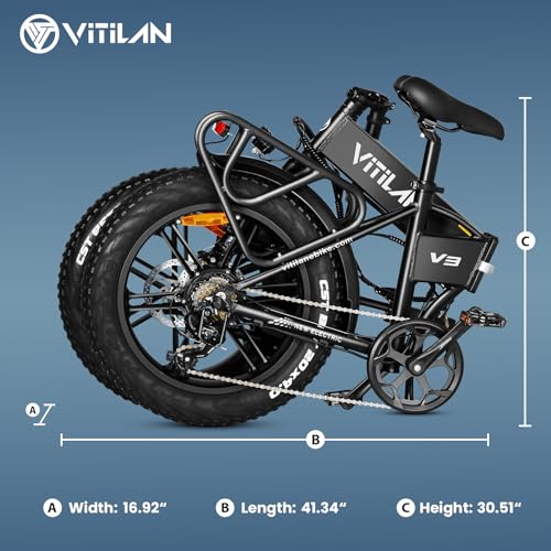 V3 Electric Bike for Adults, Folding Fat Tire Ebike 750W 20” x 4.0" 28MPH E-Bike 48V 13AH Electric Bicycle Shimano 7-Speed
