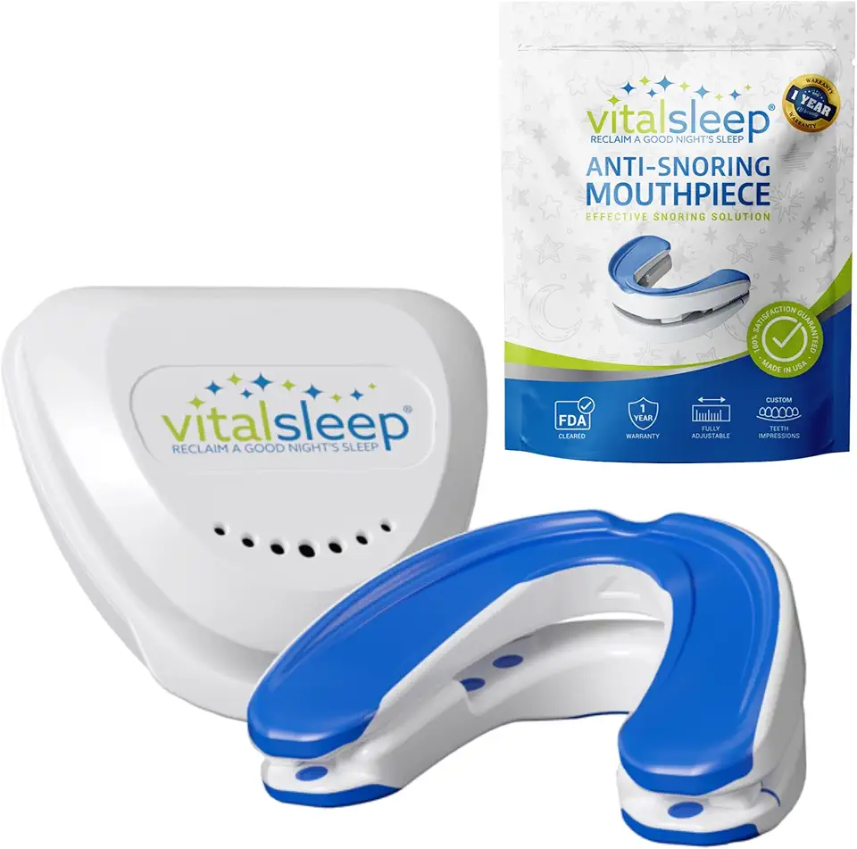 VitalSleep Anti-Snoring Mouthpiece, Comfortable & Adjustable Fit Snore Guard, Stops Snoring for Restful Sleep, USA Made, BPA Free & FDA Cleared Anti-Snore Device – Women's Size - Kansas Nuitrition - HNZSDS