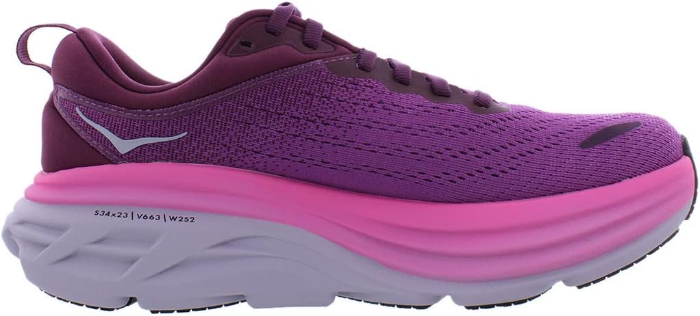 HOKA ONE ONE Bondi 8 Womens Shoes Size 8.5, Color: Beautyberry/Grape Wine