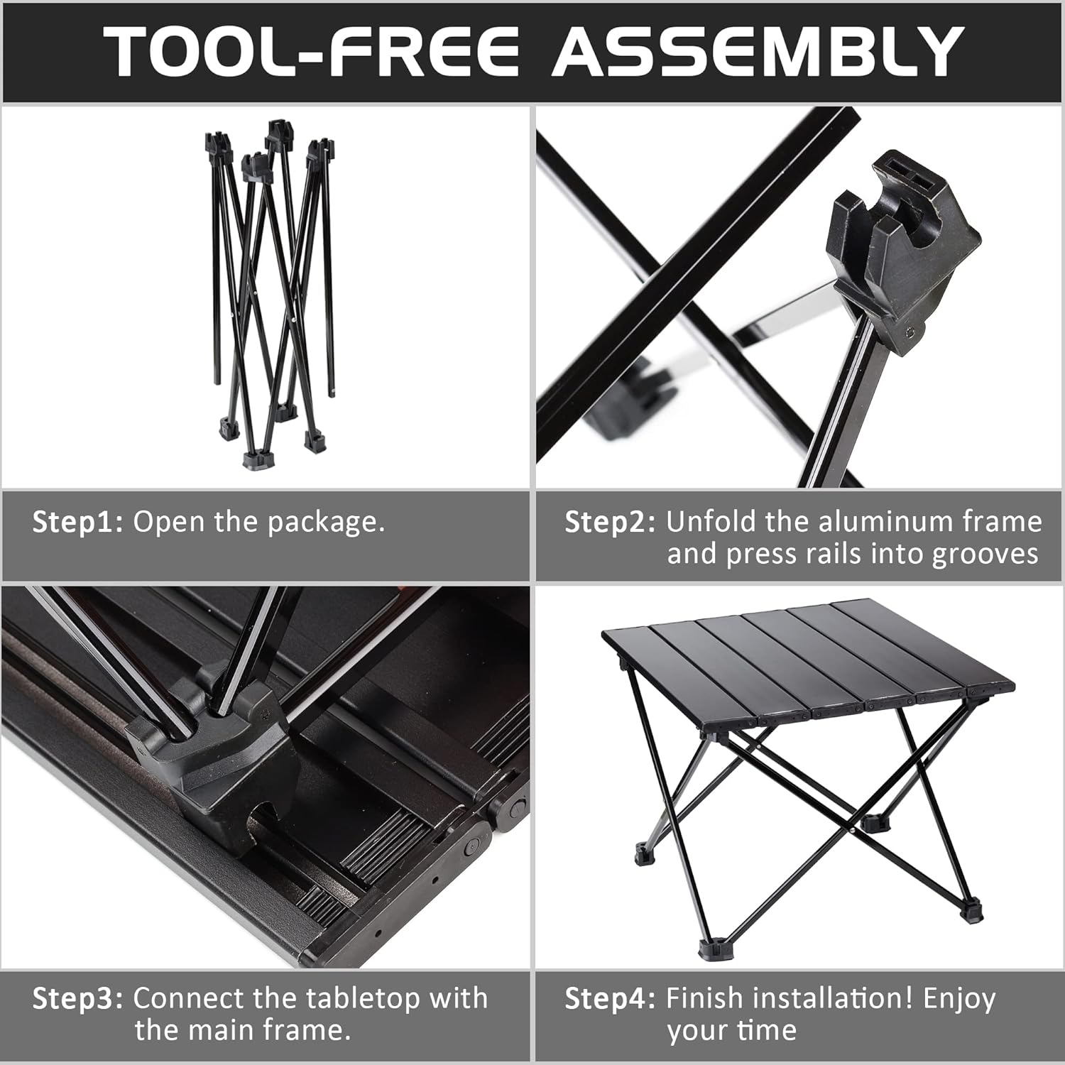 aiGear Folding Table Lightweight Compact Aluminum Alloy Camping Square Portable Table 4 Foot for Outdoor Dining Picnic Party(FT011)