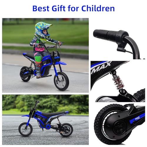 24V Kids Dirt Bike with 350W Motor, 14.29MPH Max Off-Road Bike, Kids Electric Motorcycle with Superior Suspension,12in EVA Inflatable Tires and MP3 Player for Kids 8-12 (Pink)