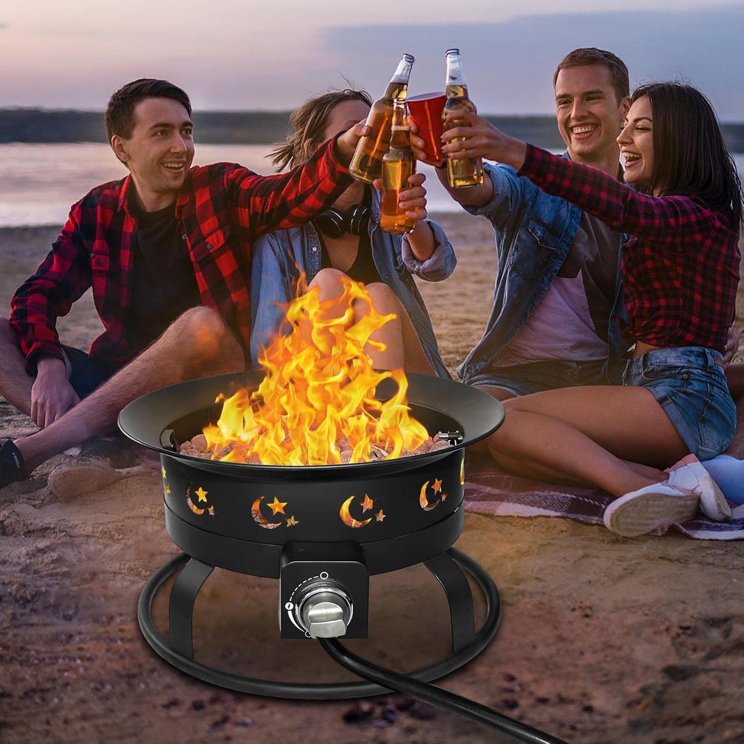 FOOPIT Portable Propane Fire Pit Camping Small Smokeless Gas Firepit Outdoor Fireplace Round Steel Bonfire Pits for Outside