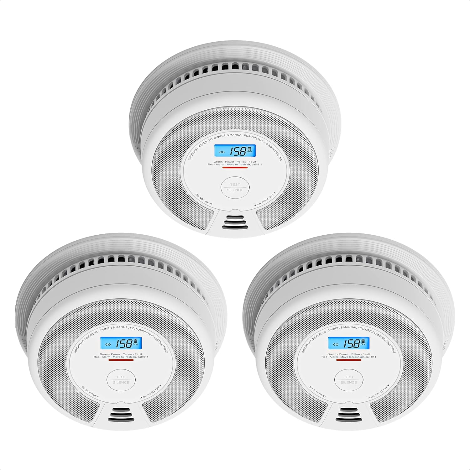 X-Sense Wireless Interconnected Combination Smoke and Carbon Monoxide Detector with LCD Display & 10-Year Battery, Over 820 ft Transmission Range, SC07-W, Pack of 6