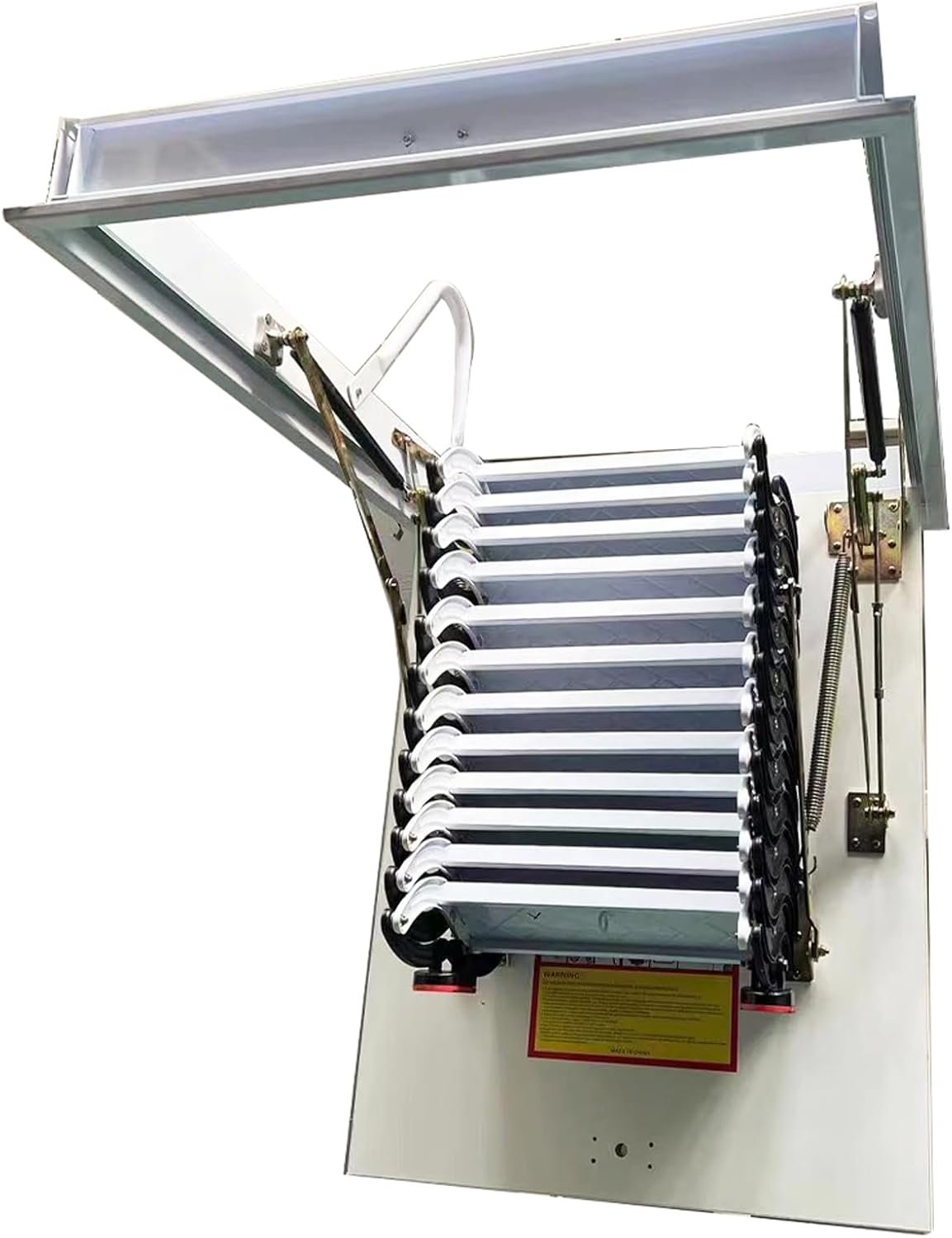 TECHTONGDA Ceiling Attic Loft Ladder, Retractable Pull Down Attic Ladder, 12 Steps Folding Ladder Attic Extension Stairs, 9.84ft Adjustable Height, 660lbs Capacity, 31.5'' x 39.4'', Black + White