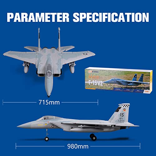 Fms Rc Jets Rc Planes for Adults 64mm F-35 V2 Ducted Fan EDF Sport Jet 4 Channel Remote Control planesPNP (No Radio, Battery, Charger)