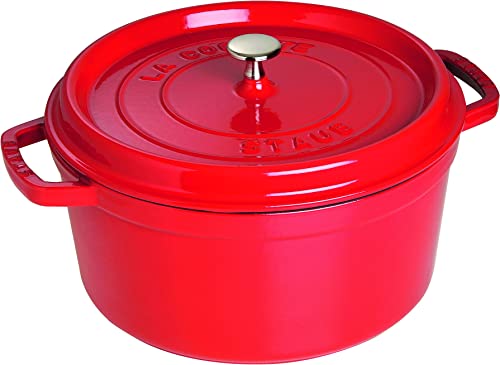 Staub 40510-250 Pico Cocotte Round Cherry, 5.5 inches (14 cm), Small, Double-Handed, Casted Enameled Pot, Induction Compatible, Authentic Japanese Product