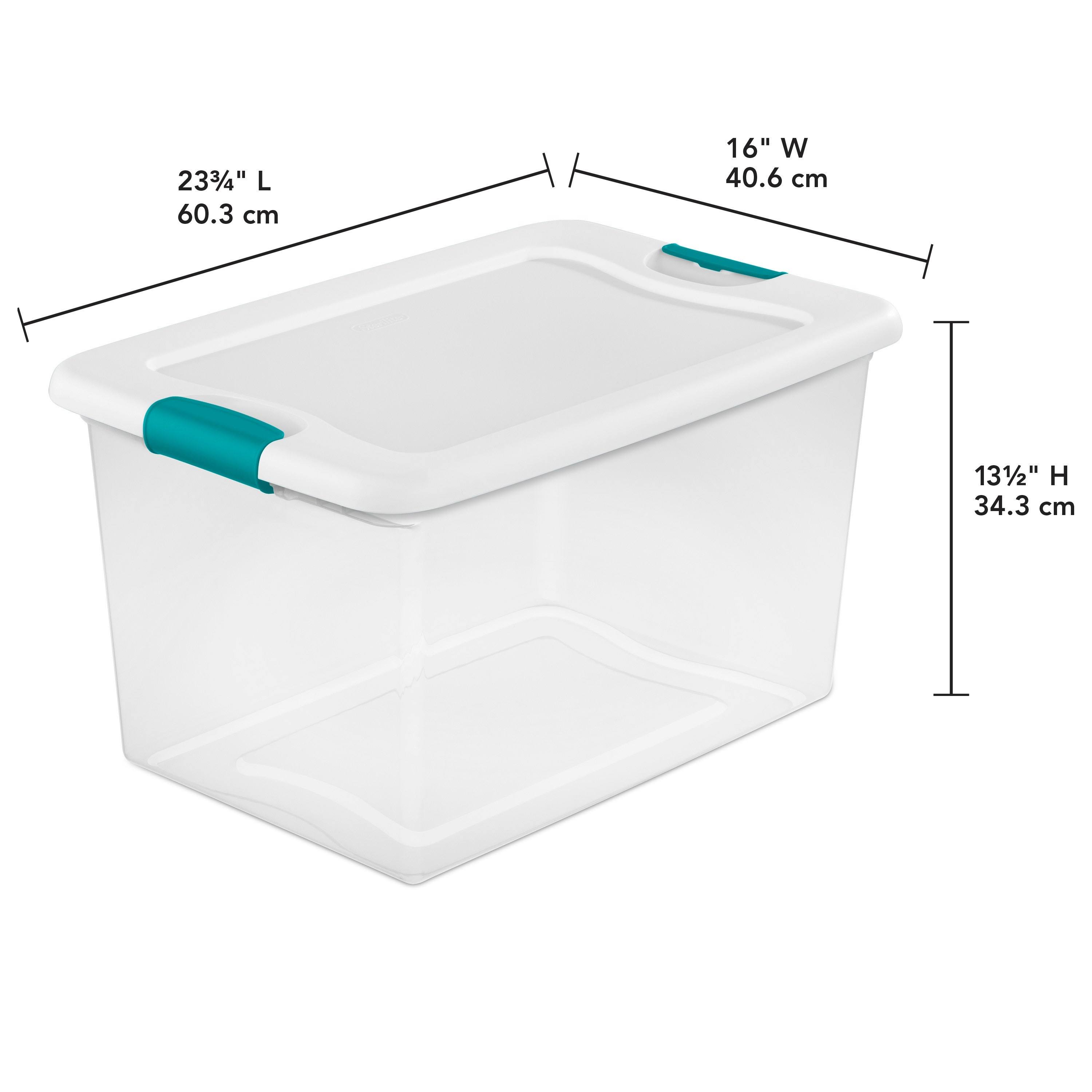 Case of 6 Sterilite 64 Quart Latching Boxes - 16x22 Wide - Clear