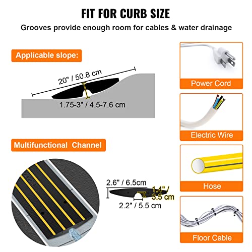 VEVOR Curb Ramp for Driveway, 2 Pack Heavy Duty 32000 lbs Weight Capacity Car Ramp, 2.6 inch High Curbside Bridge Ramps for Loading Dock Garage Sidewalk,Expandable Full Ramp Set
