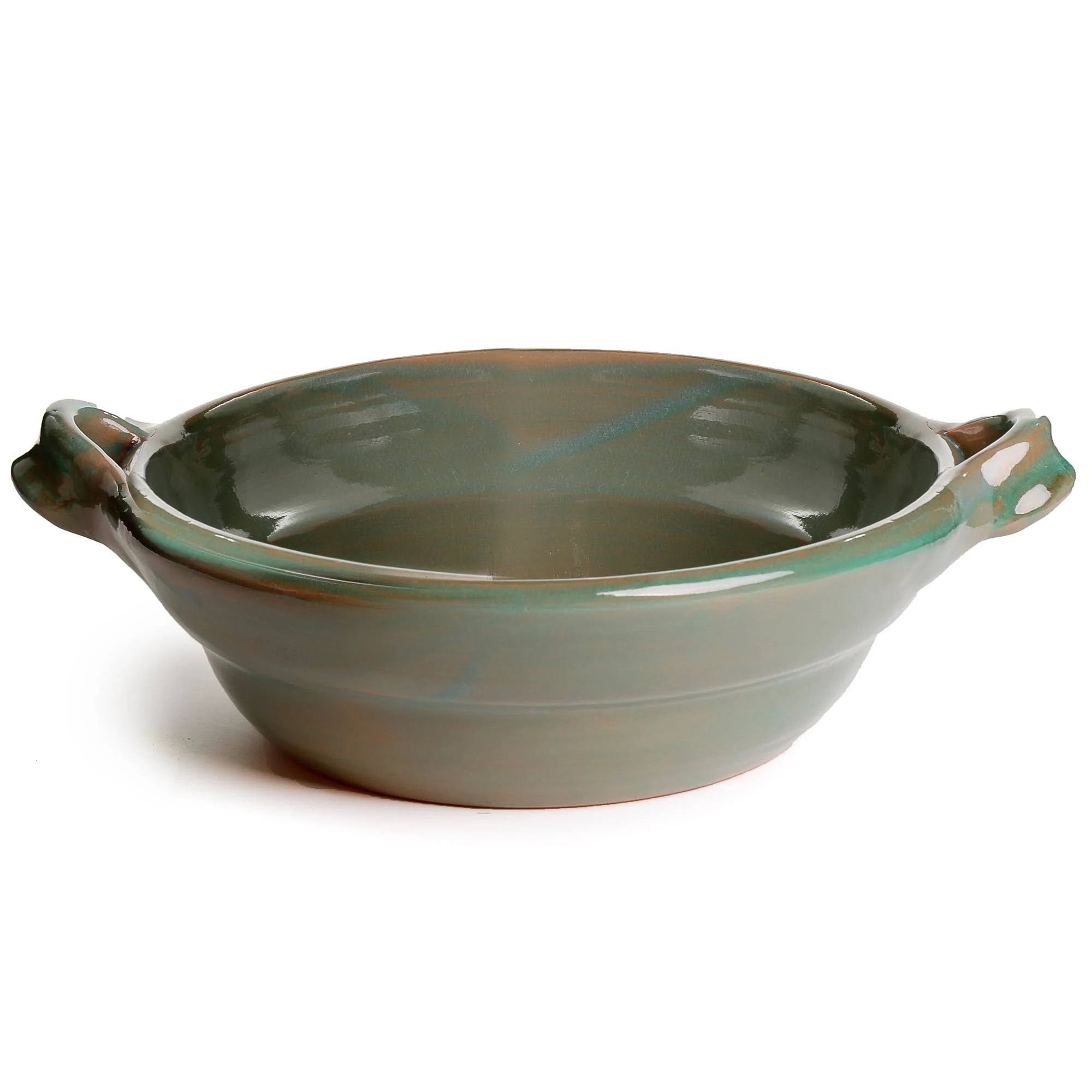 Mexican Unlidded Clay Cazuela - Green by Ancient Cookware
