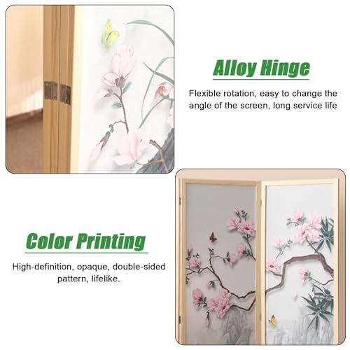 Room Dividers and Folding Privacy Screens 180 200cm Tall, Hotel Office Porch Teahouse Temporary Wall Fencing, 4-Panel Wooden Dressing Screen Separating, Standing Door Partition (Color : STYL
