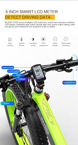 Electric Bike X1500 for Adults, Foldable 26" x 4.0 Fat Tire Electric Bicycle, 1500w Motor 48V 12.8Ah Removable Lithium Battery, M2000 27-Speed Gear and Dual Shock Absorber Ebikes