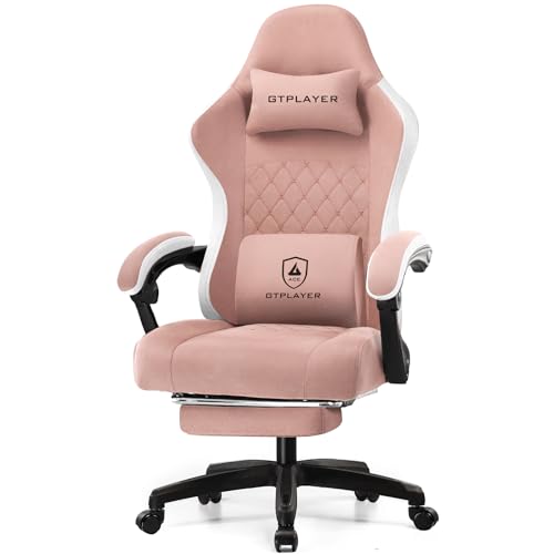GTPLAYER Gaming Chair, Computer Office Chair with Pocket Spring Cushion, Linkage Armrests and Footrest, High Back Ergonomic Computer Chair with Lumbar Support Task Chair with Footrest