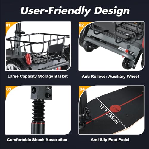 Mobility Scooters for Adults 15 Miles Driving Distance Weight Only 43lbs, 4 Wheeled Lightweight Travel Mobility Scooters, Foldable Portable Power Scooters for Seniors Support 280lbs