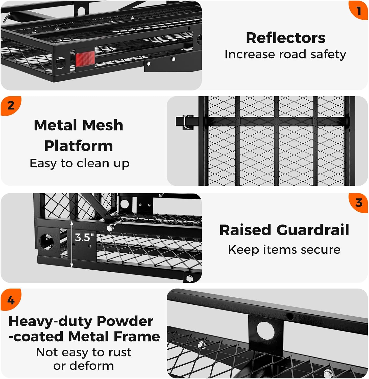 Mobility Scooter Carrier, 500 LBS Capacity Wheelchair Carrier Hitch Mount with Foldable Ramp, Stabilizer & Straps, Heavy-Duty Hitch Carrier for Mobility Scooter, Lawn Mower & Snow Blower