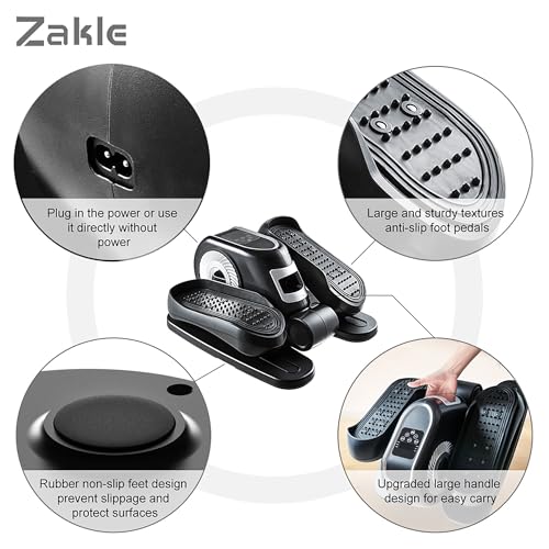 Zakle Under Desk Elliptical Machine, Ellipse Leg Exerciser w/Remote Control & 12 Adjustable Speeds, No Assembly Portable Electric Seated Pedal Exerciser, Quiet Elliptical Training Machine