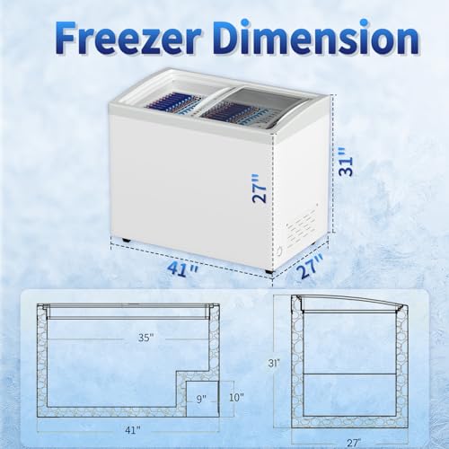 Hipopller Commercial Chest freezer with Sliding Glass Top for Display