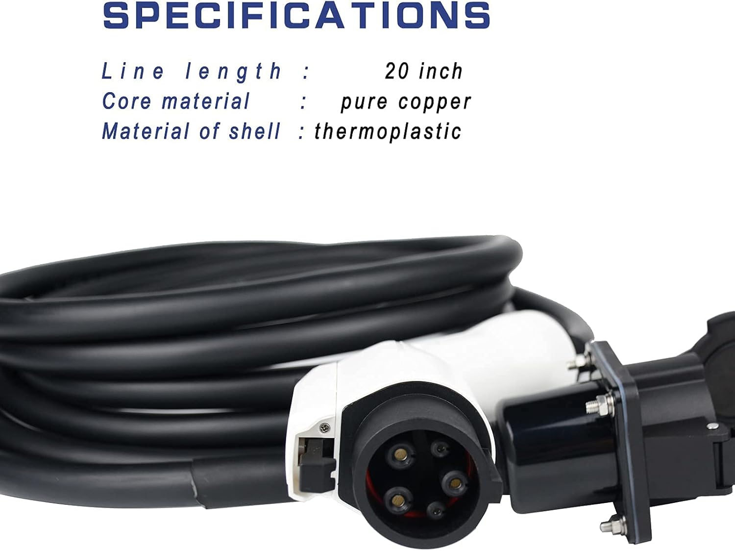 DOOTHUN EV Charging Extension Cable Cord, 40 Amp 20 Ft for All J1772 Electric Vehicle Charging Stations