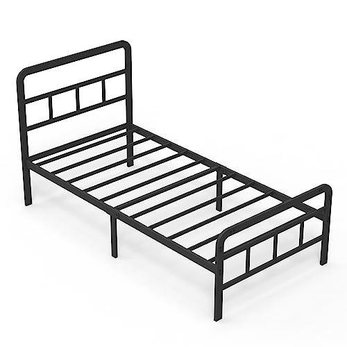 14 inch California King Bed Frames with Headboard and Footboard, Heavy Duty Metal Platform with Steel Slat Support, No Box Spring Needed, Easy Assembly, Black
