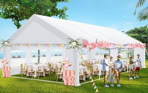 COBIZI 20x40 Party Tent Heavy Duty, Galvanized Wedding Tent, Event Shelter for Parties, Outdoor with Removable Sidewall & Built-in Sandbag, Carpas para Fiestas, Large Canopy, Waterproof, White