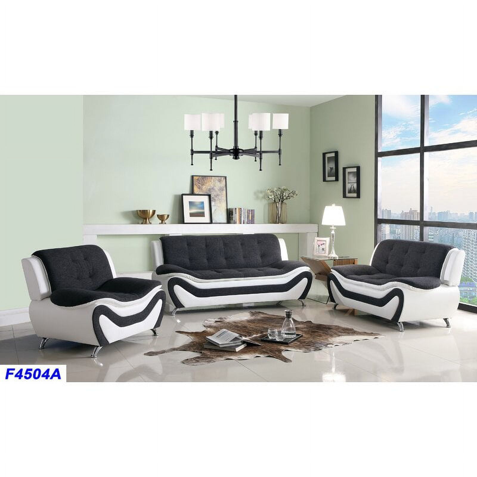 PonLiving Furniture Chicoine 3 Piece Living Room Set / Upholstery Color: Gray/White Chicoine 3 Piece Living Room Set / Upholstery Color: Gray/White