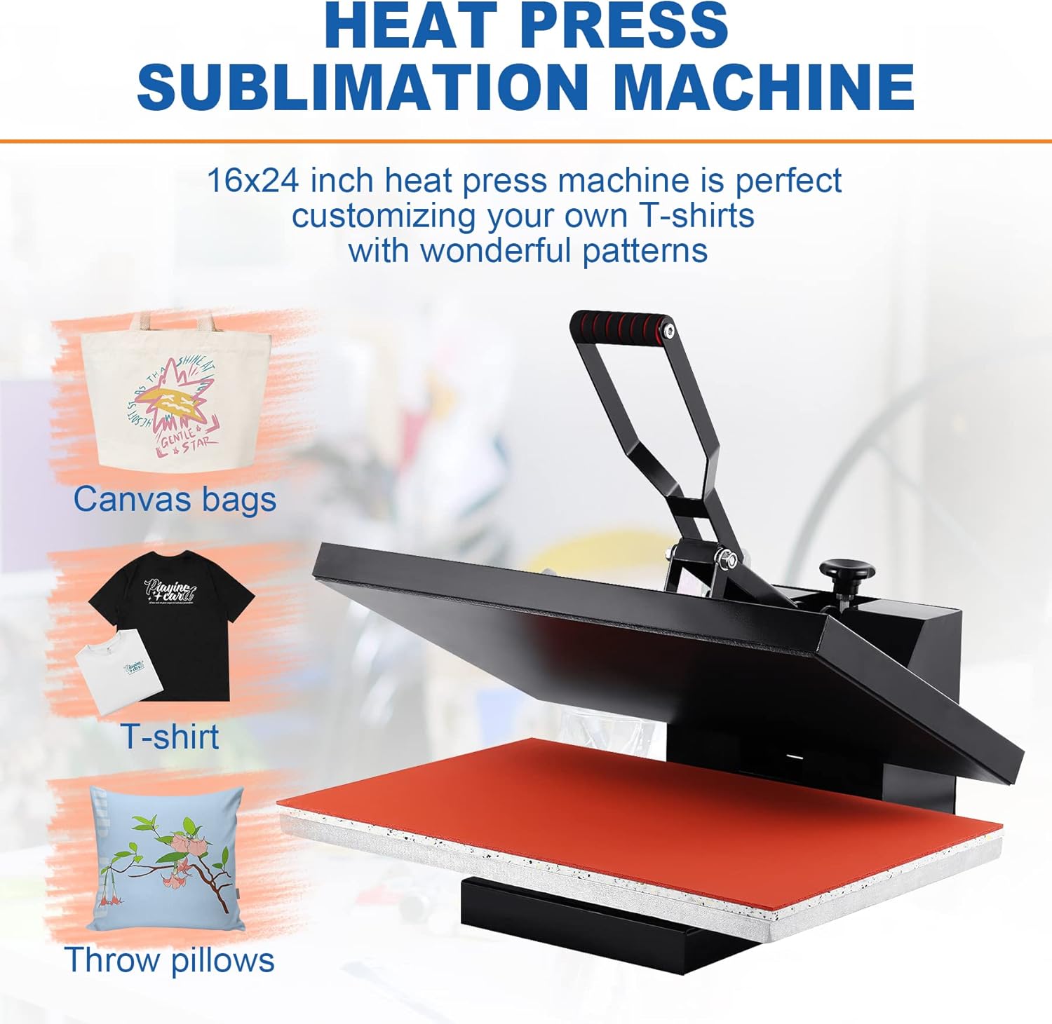 Iglobalbuy 16x24" Clamshell Heat Press Sublimation Machine, Digital Control Heat Press Transfer Printer, Large 16" x 24" Industrial Clamshell Design Heat Press for T Shirts