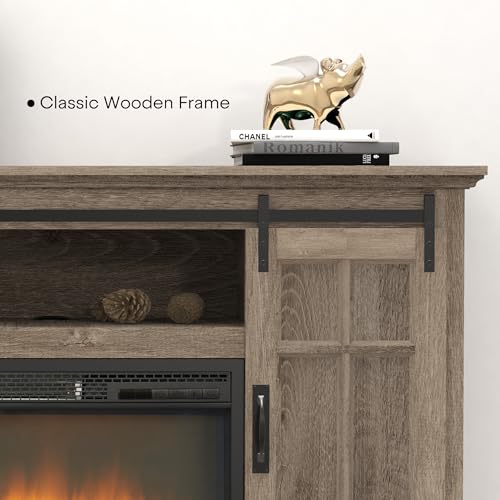 43 Inch Electric Fireplace with Mantel, Tall Fire Place Heater Freestanding with Remote Control Timer LED Flame for Living Room Bedroom, White