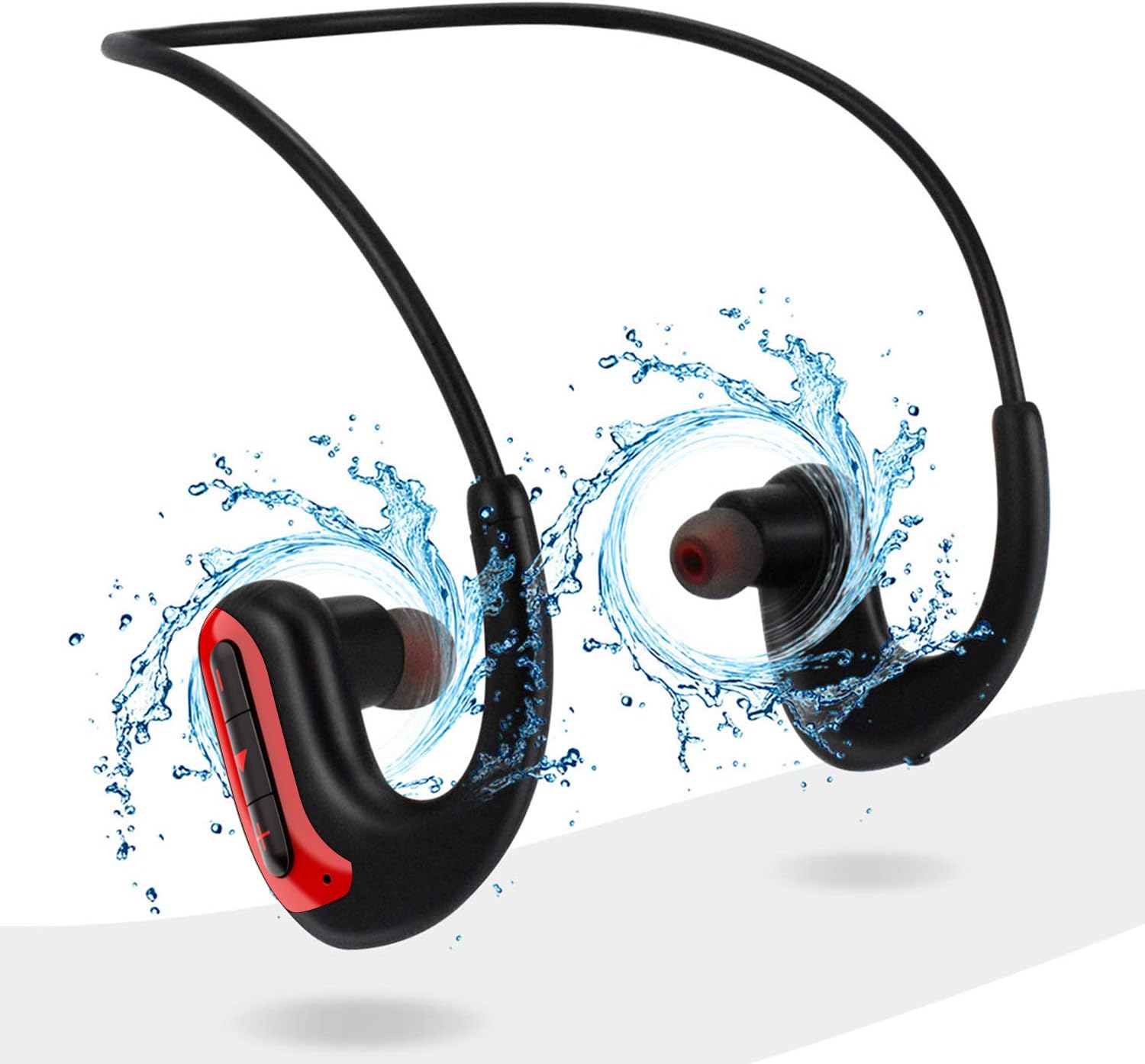 MP3 Wireless Headphones for Swimming, IPX8 Waterproof Earbuds Built-in 8GB Memory & Noise Cancelling Microphone, Sports Wearable Music Player Headset for Running, Cycling, Gym, Diving Water, Green