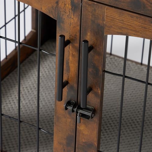 Dog Crate Furniture with Cushion,Wooden Dog Kennels Indoor with 2 Drawers,Dog Furniture Crate End Table with Storage
