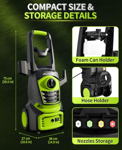 Electric Pressure Washer, 4800PSI 3.0 GPM Power Washer with 4 Quick Connect Nozzles, 400ml Foam Cannon Electric Power Washer Cleaning for Cars, Home, Driveways, Fences, Patios