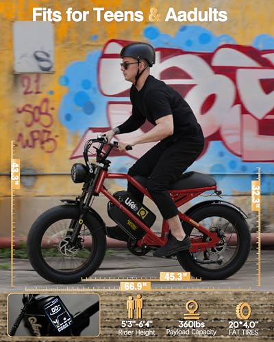 Electric Bike for Adults-1500W Peak Motor 20" Fat Tires 28MPH(Unlock to 35MPH) EBike Moped, 624-1248Wh Removable Battery Bicycle, with Dual Suspension & Brakes Motorcycle, 7-Speed,Spark