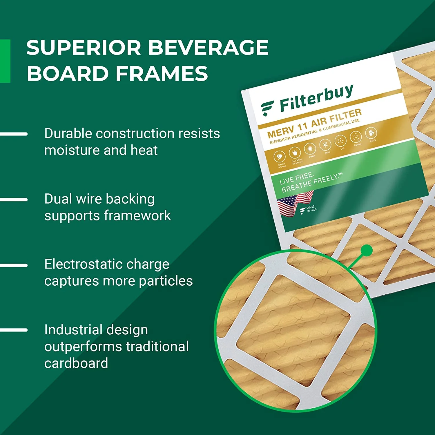 Filterbuy 14x25x4 MERV 11 Pleated HVAC AC Furnace Air Filters (5-Pack)