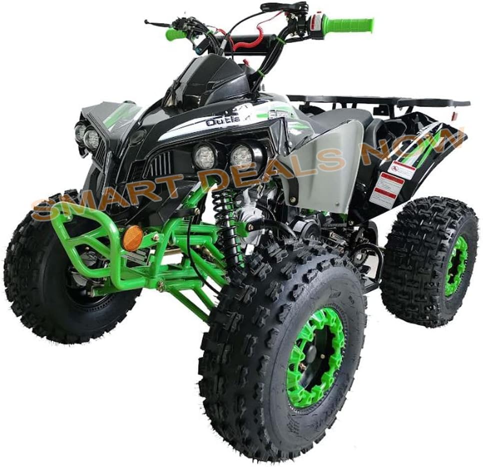 HHH Youth and Adult 125cc ATV Vitacci Outlander Fully Automatic with Reverse Double Headlights Led Gas 4 Wheeler ATVs Quads Big 19/18 inch Tires (Green) - Extra Large
