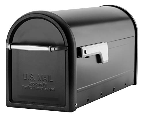 Architectural Mailboxes Landover Aluminum Mailbox Post, Black and Architectural Mailboxes Chadwick Galvanized Steel Post-Mount Mailbox, 8950B-10, Black