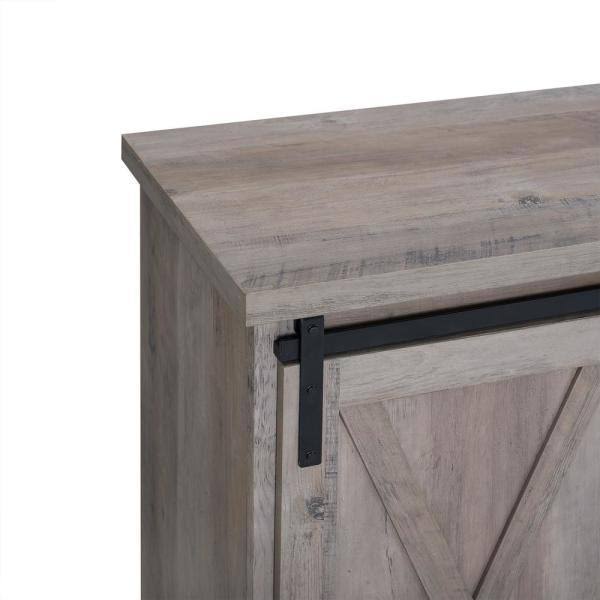 Walker Edison Furniture Company 32 in. Grey Wash Rustic Farmhouse Sliding Barn Door Rustic Accent Cabinet