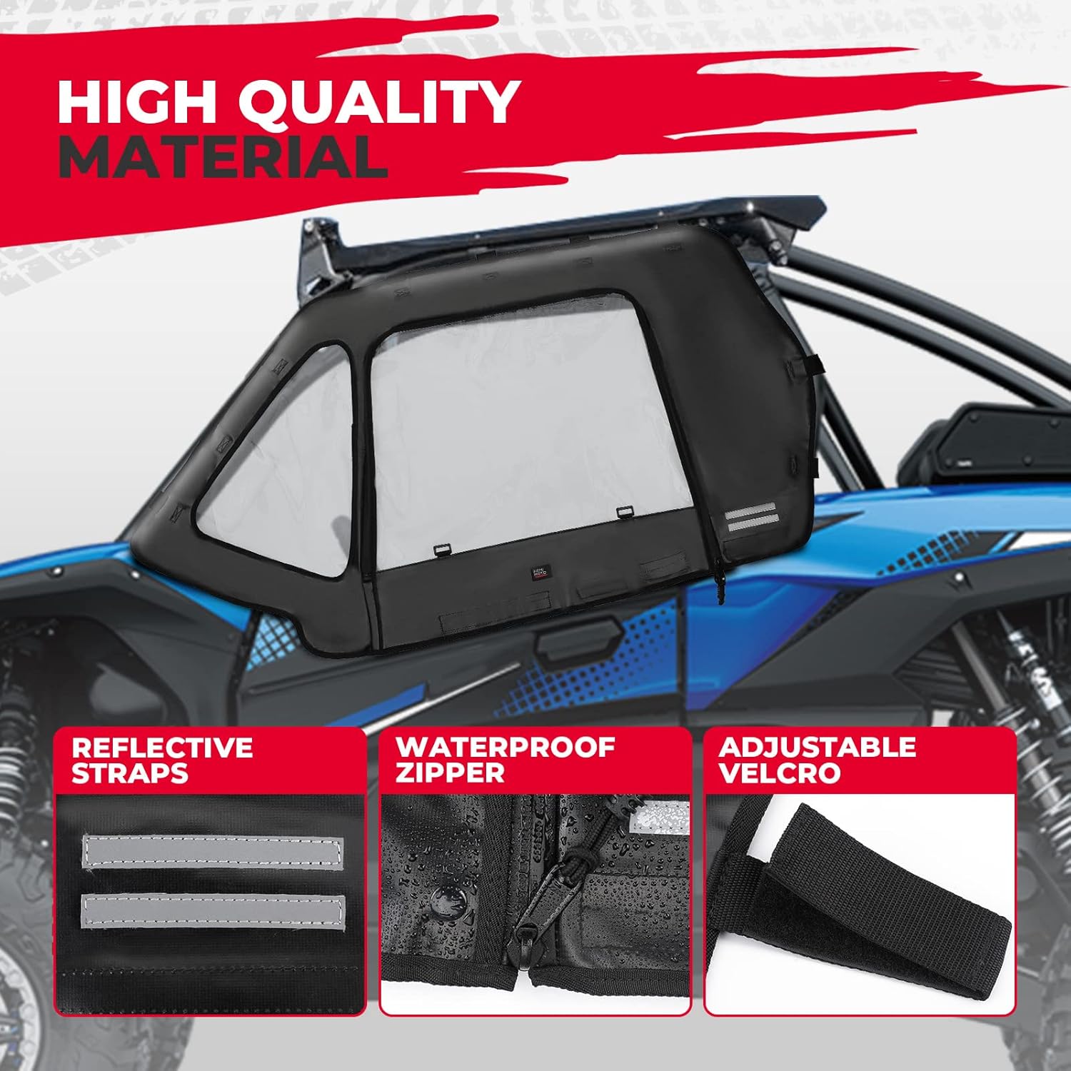 Kemimoto Teryx KRX 1000 Upgraded Soft Upper Doors Set Kemimoto UTV Door Cab Enclosure Kit KRX Side Windows Compatible with 2022 2021 2020 Kawasaki Teryx KRX 1000, Replace 99994-1298