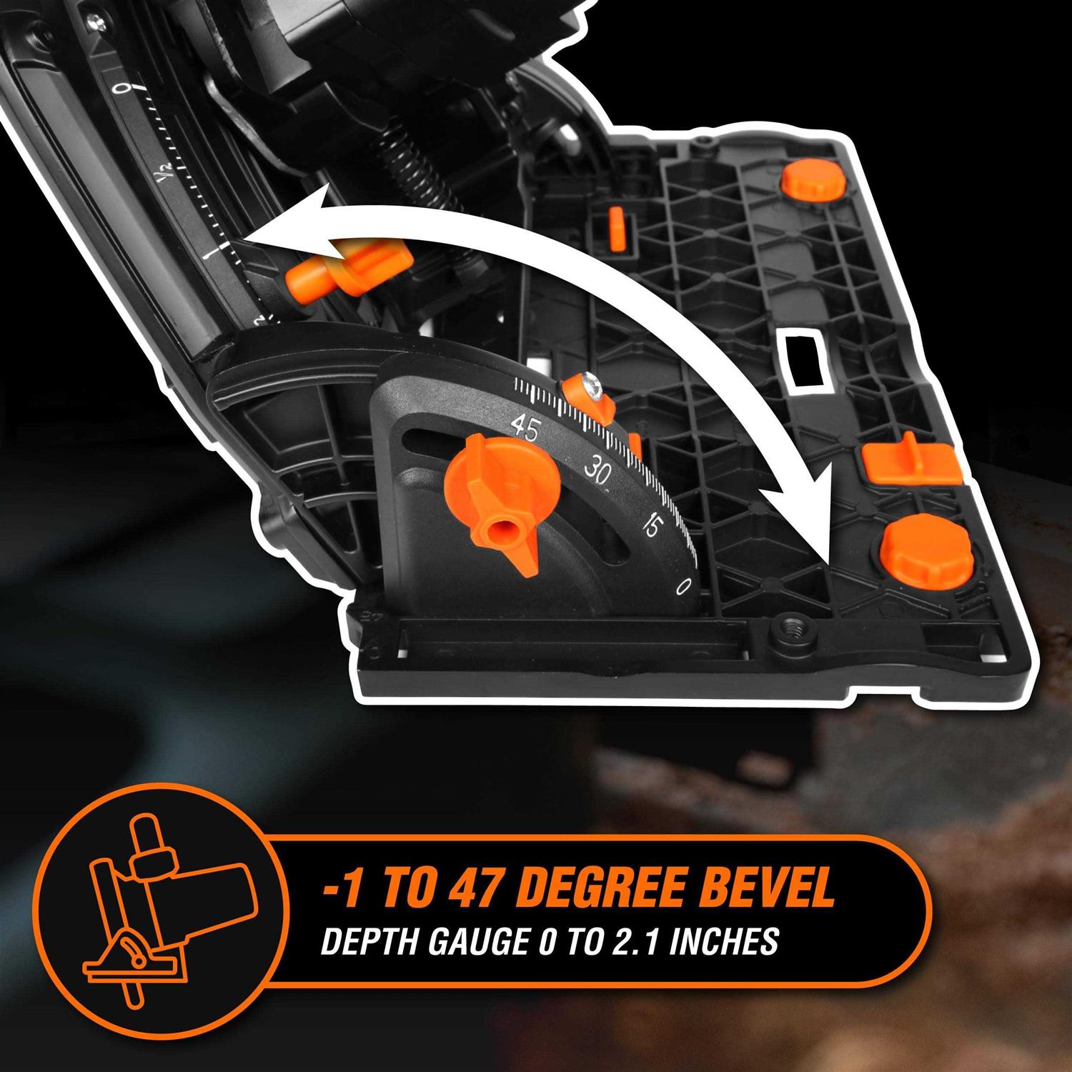 WEN 20V Max 6.5-Inch Cordless Brushless Plunge Cut Variable Speed Track Saw with Two 4.0 Ah Batteries and Charger