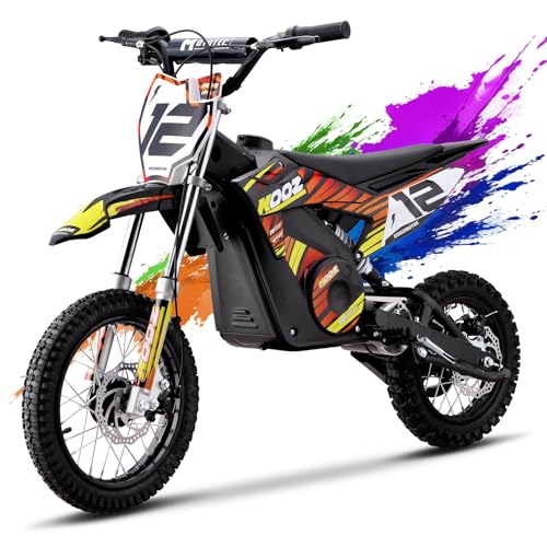KOOZ HP112E 36V 1000W Electric Dirt Bike for Kids, 3 Speed Modes Teen Electric Motorcycle Up to 18 MPH & 15 Miles Long-Range, Dual Suspension & Disc Brake, 16" Sturdy Tire for Kids Teenagers, Orange