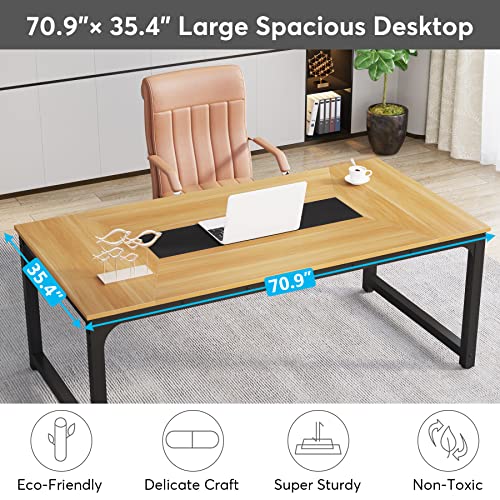 Tribesigns Modern Computer Desk, 63 x 31.5 inch Large Executive Office Desk Computer Table Study Writing Desk Workstation for Home Office, Spliced Desktop, White