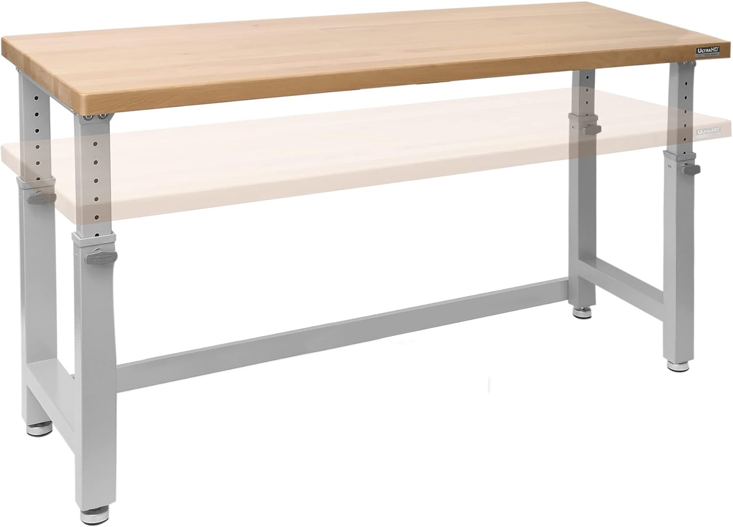 Seville Classics Heavy-Duty Wood Top Workbench Height Adjustable Desk, 72", Granite Grey