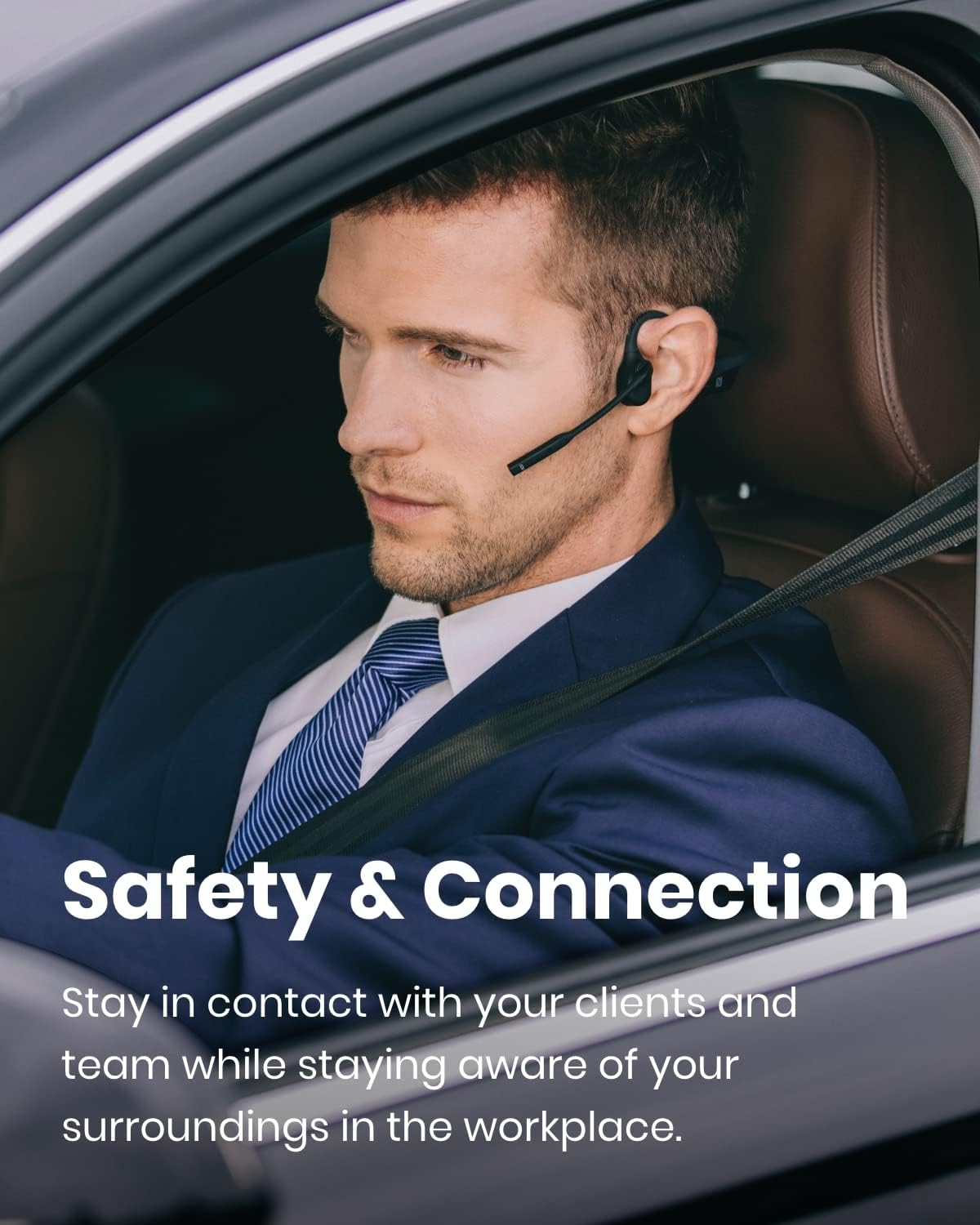 Shokz OpenComm Bone Conduction Open-Ear Stereo Bluetooth Headset With Noise-Canceling Boom Microphone - Wireless Headset For Mobile Use, with Bookmark