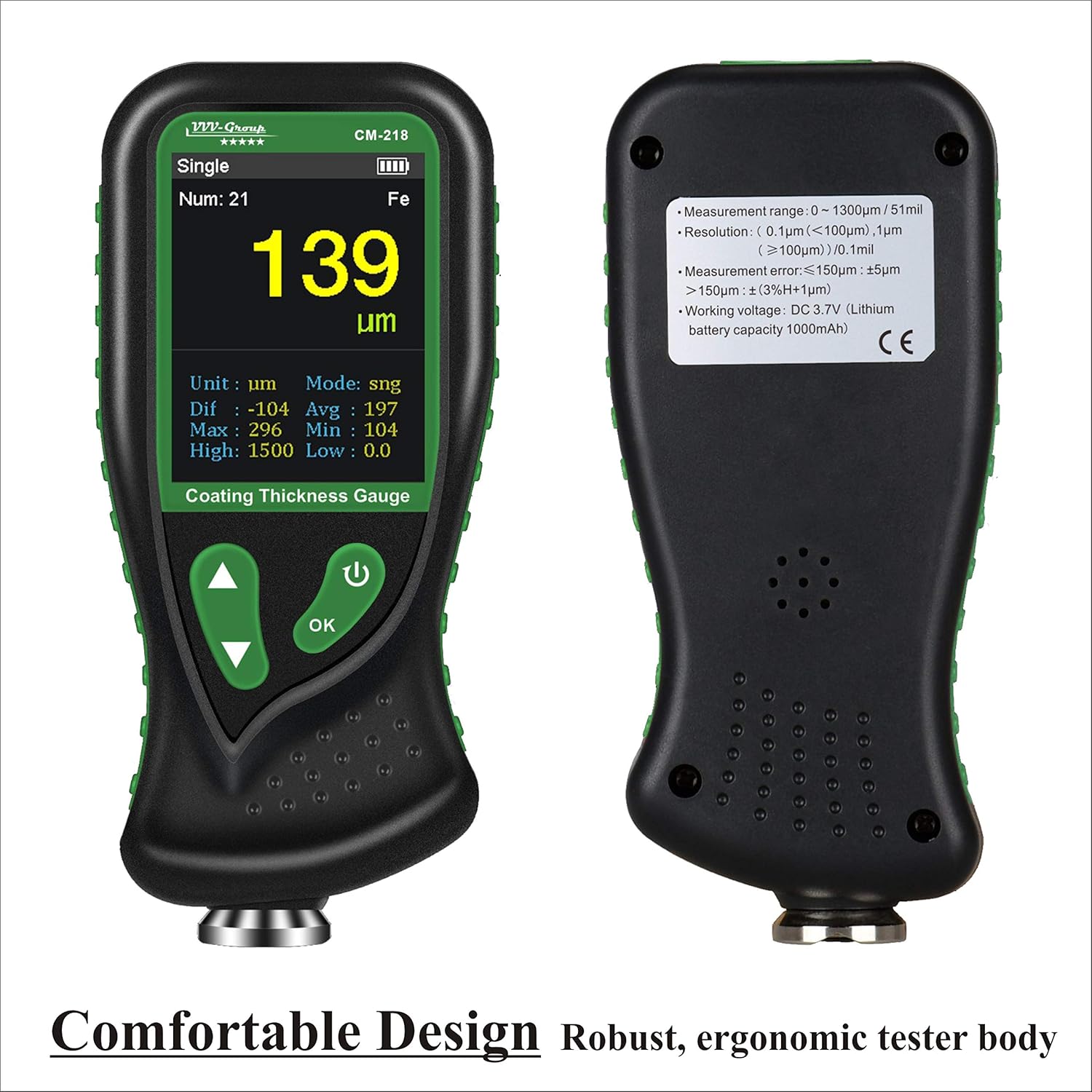 Digital Coating Thickness Gauge CM-218 for Automotive Paint Thickness Measurement (Resolution 0.01mils)