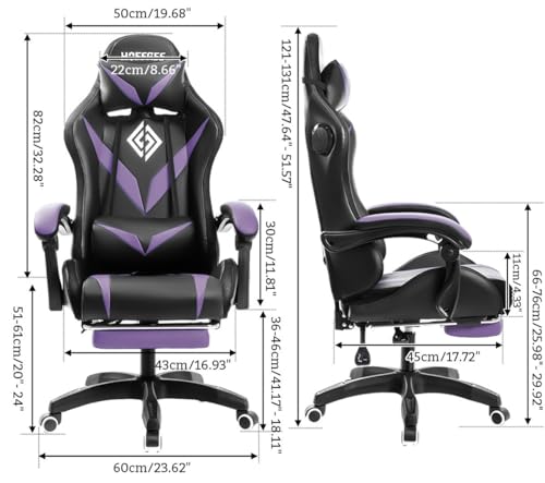 HOFFREE Gaming Chair Massage with Bluetooth Speakers and Led Lights Ergonomic Computer Gaming Chair with Footrest RGB Video Game Chair with High Back Lumbar Support Blue and Black
