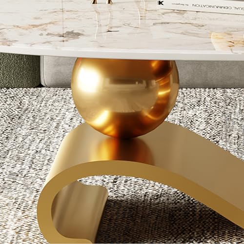 Living Room Table,Luxury Coffee Table with Marble Top and Gold Metal Bracket,Modern Design,Elegant Styling,Easy to Clean(47", Gold)