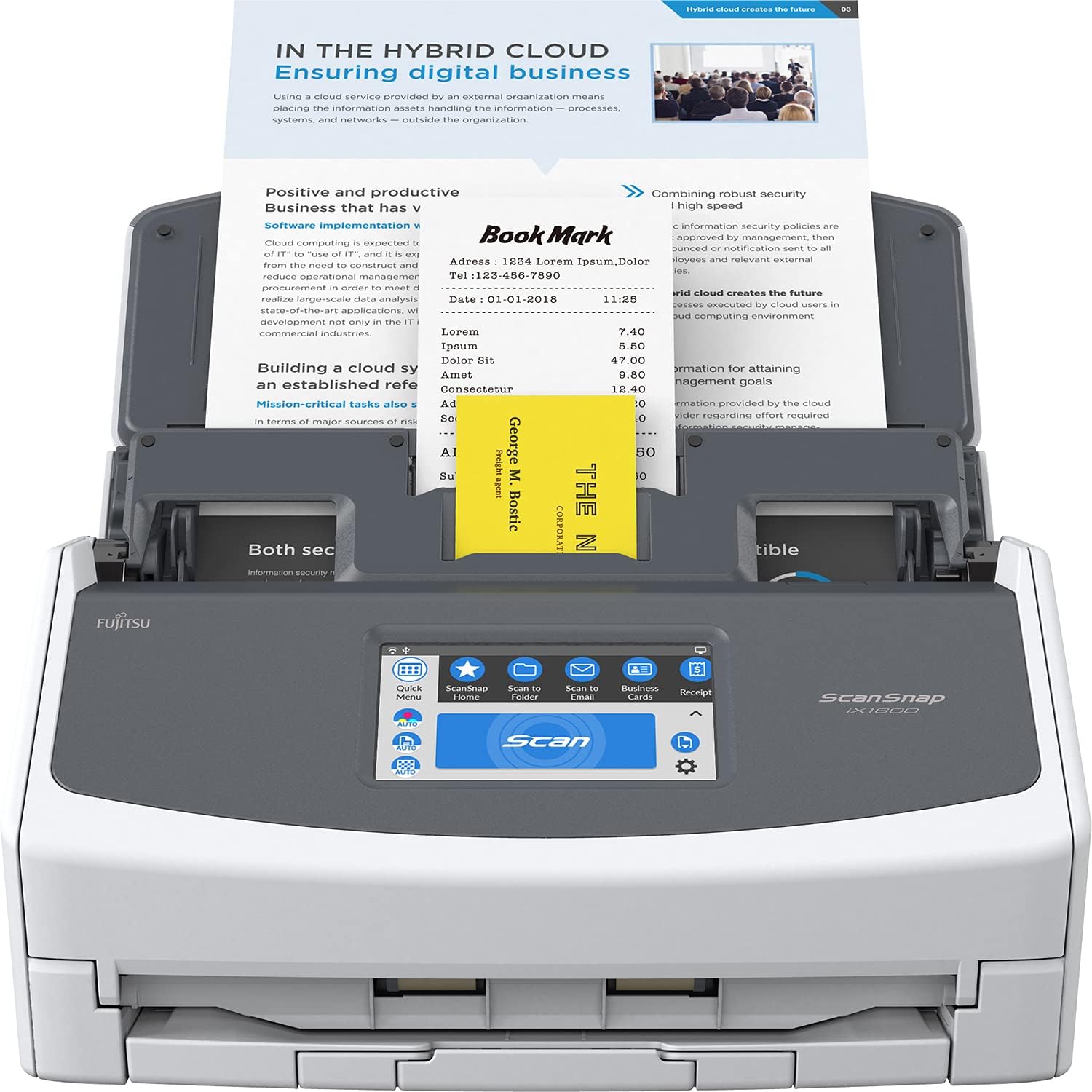 Fujitsu ScanSnap iX1400 Simple One-Touch Button Document Scanner for Mac or PC, Black
