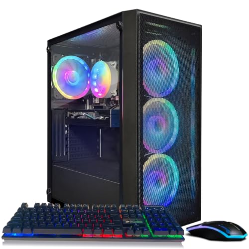 STGAubron Gaming PC Desktop Computer, Intel Core I7 up to 3.9 GHz, Radeon RX 580 8G, 16G RAM, 512G SSD, WiFi, Bluetooth 5.0, RGB Fan x6, RGB BT Sound Bar, Windows 10 Home