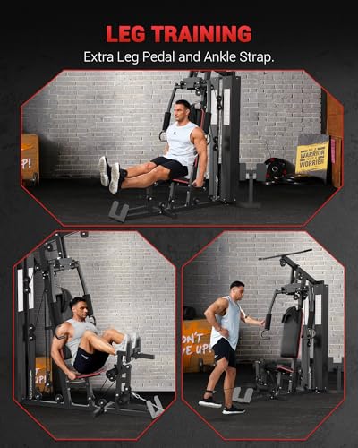 Home Gym Machine, Full Body Workout Machine with 150LBS Weight Stack, Multifunctional All in One Exercise Equipment Station with Preacher Curl Pad, Leg Developer for Strength Training